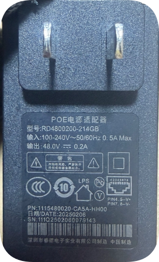 *Brand NEW*Ruide RD4800200-214GB Passive PoE Direct-Plug Wall Power Adapter Full English Listing Power Supply